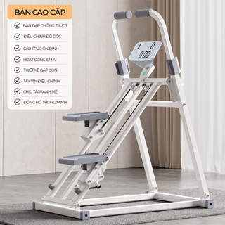 Máy tập thể dục leo núi đa năng cao cấp, Máy leo bậc thang tại nhà gấp gọn khung thép có đồng hồ bấm giờ đi kèm