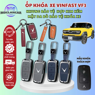 (Mẫu Mới) Ốp Chìa Khóa Xe Điện Vinfast VF3 & Limo Green Chất Liệu Hợp Kim Mặt Da Bò Bảo Vệ Ốp Khoá