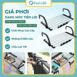 Giá phơi đồ ban công NAGO, kệ treo quần áo giày dép gấp gọn kiểu dáng thông minh chịu lực 10 kg.