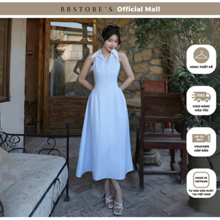  BBSTORE’S Đầm Dài Xòe Sát Nách Phối Lá Cổ Nhọn - D3980T 