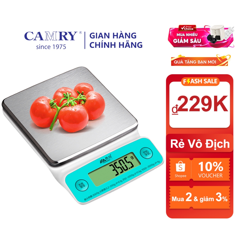 Camry Cân Điện Tử Với Màn Hình lcd 1g - 3kg 0.1g Độ Chính Xác Cao Đa Năng Tiện Dụng Cho Nhà Bếp