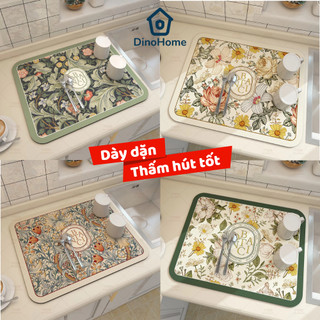  hảm Thấm Hút Nước Nhanh Khô DINO Chất Liệu Da Nappa + Cao Su Chống Trượt Thảm Lót Ly Tiện Dụng Cho Nhà Bếp 