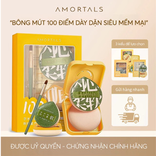 Bộ mút trang điểm AMORTALS Chính Hãng sử dụng ướt và khô đa năng với cọ và hộp đựng