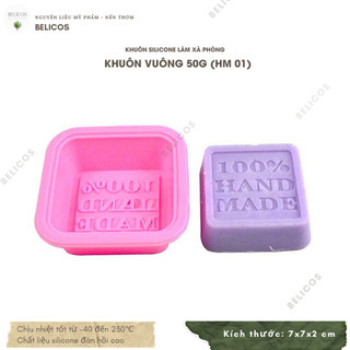 Khuôn xà phòng handmade DIY 50G - Khuôn silicone hình vuông có khắc chữ (HM01)