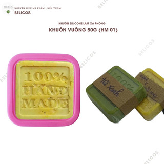 Khuôn xà phòng handmade DIY 50G - Khuôn silicone hình vuông có khắc chữ (HM01)