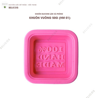 Khuôn xà phòng handmade DIY 50G - Khuôn silicone hình vuông có khắc chữ (HM01)