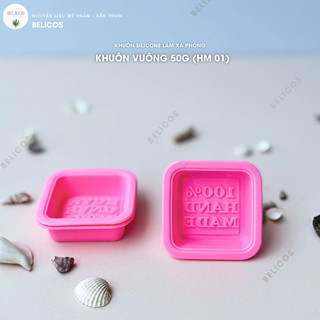 Khuôn xà phòng handmade DIY 50G - Khuôn silicone hình vuông có khắc chữ (HM01)