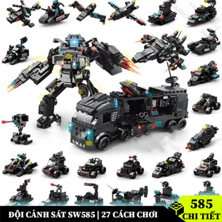  Bộ đồ chơi lắp ráp cảnh sát SW585 mô hình lắp ráp Cảnh Sát Xe SWAT   Máy Bay   Robot 