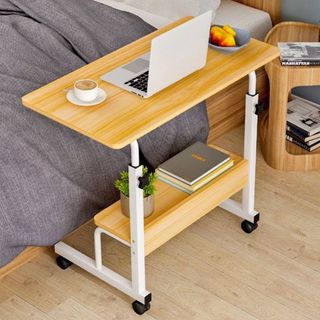 Bàn làm việc bàn học thông minh đa năng có giá sách nâng hạ chiều cao và có bánh xe di chuyển