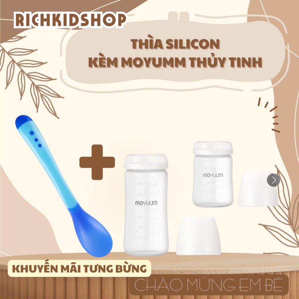 | Moy TT | Bình sữa cho bé Moyuum thủy tinh bọc silicon