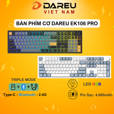 Bàn phím cơ Gaming Dareu EK106 Pro (LED RGB / Pin: 4.000mAh / Hotswap )