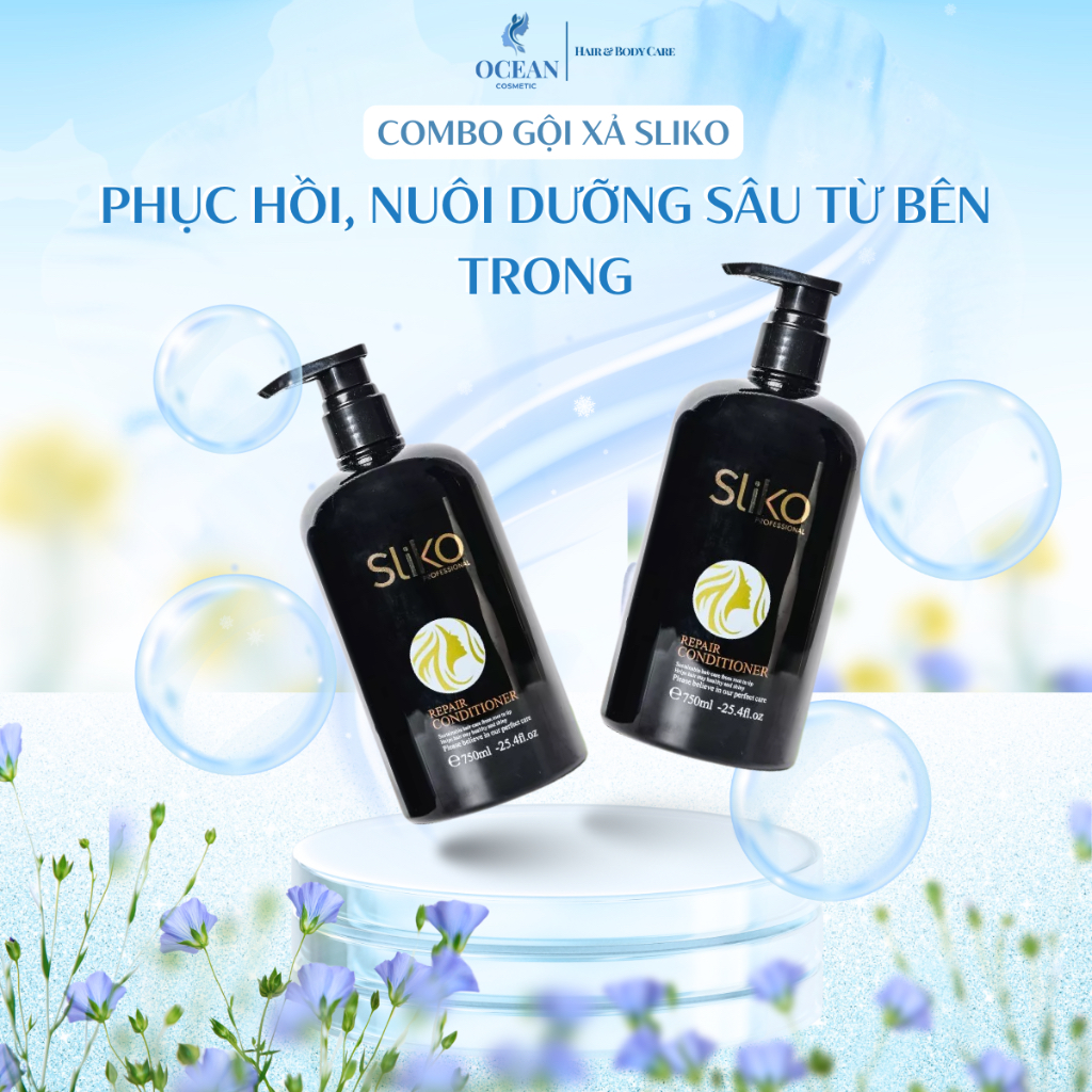 [MUA 2 TẶNG 2] Combo Dầu Gội Dầu Xả SLIKO 750ML PROFESSIONAL Phục Hồi Hư Tổn, Giúp Tóc Suôn Mượt Với