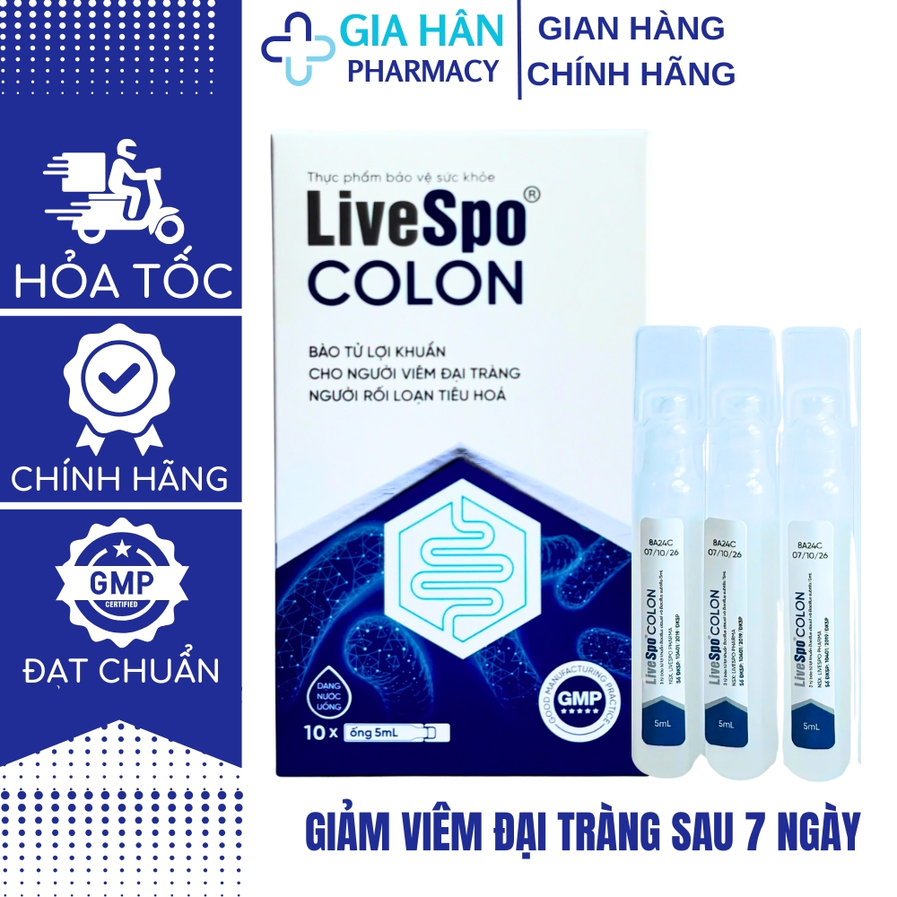 Men vi sinh chứa Bào tử lợi khuẩn dùg cho Viêm Đại Tràng, Tiêu chảy, Táo bón - LiveSpo Colon(10 ống)