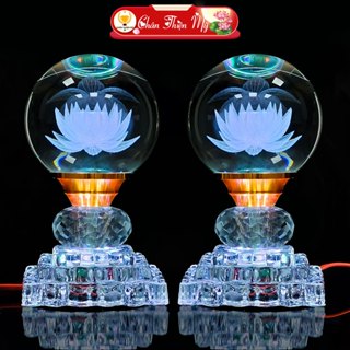 Đèn Bàn Thờ Pha Lê Quả Cầu CHÂN THIỆN MỸ, Trang Trí Bàn Thờ Phật, Gia Tiên PLC-03