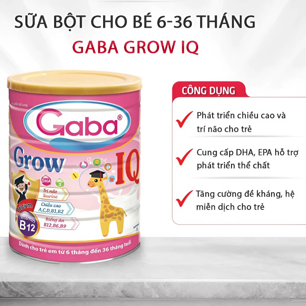Sữa dinh dưỡng cho bé, sữa bột Gaba Grow IQ Fobe phát triển thể chất tăng cường sức đề kháng 900g
