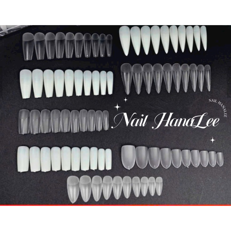 Móng Úp Gel Jieliya Chính Hãng Mặt NHÁM/TRƠN - Hộp 500 Móng Ốp Nhựa Dẻo From Gạo, Bầu Ngắn ,Thang,Bầu,Nhọn,Vuông