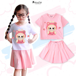 Set váy bé gái Labubu Amymei, áo croptop, cotton 4c, thoáng mát, cho bé 16-32kg VAYAOCROPTOP_LABUDAU