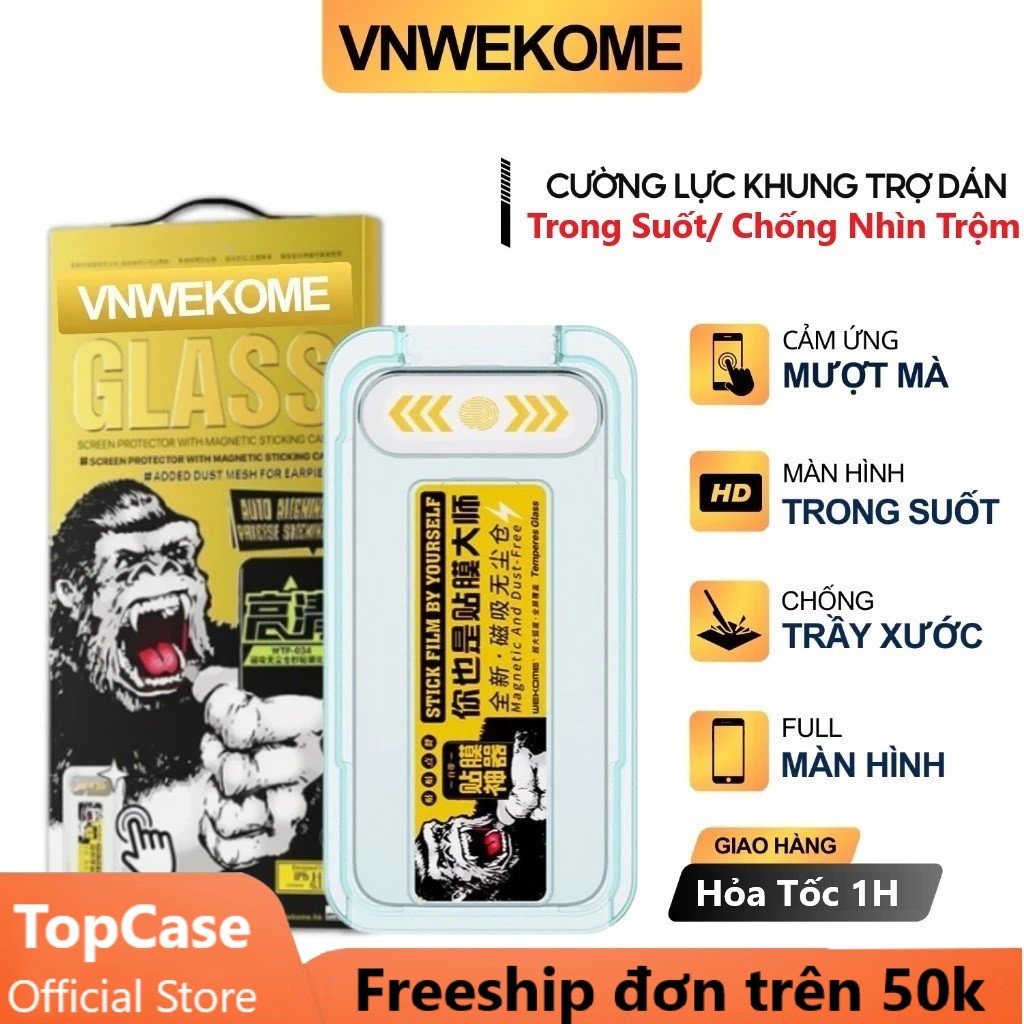 Kính Cường Lực Kèm Khung Tự Dán iPhone 16 ProMax/ 15 ProMax/14ProMax/13/12ProMax Bảo Vệ Mang Loa Hạn Chế Vân Tay Cao Cấp