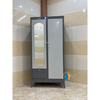 Tủ sắt quần áo rộng 90cm cao 1m8 màu xám giá rẻ - Nội Thất Đại Thành