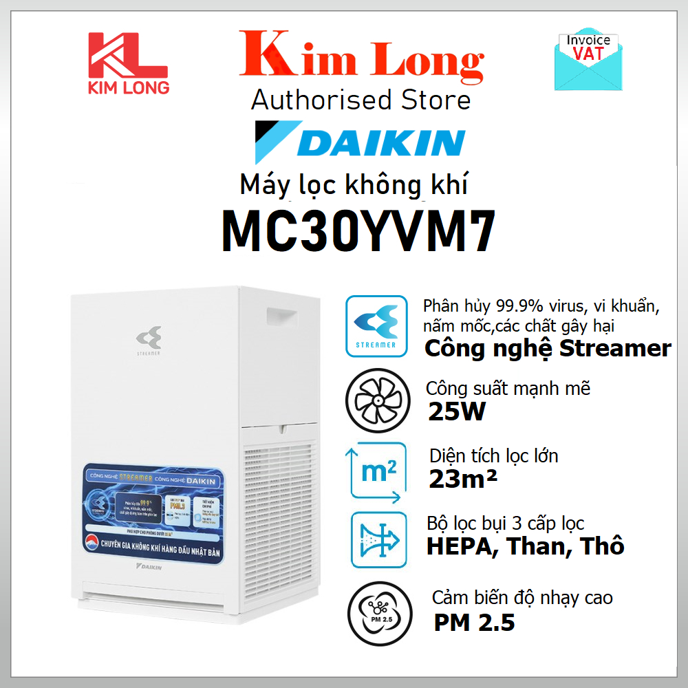 Máy lọc không khí Daikin MC30YVM7 Lọc  23m2 Công nghệ Streamer - Bảo hành 12 tháng