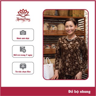 Đồ Bộ Cho Bà, Đồ Trung Niên Cho Mẹ Cho Bà, Vải Nhung Họa Tiết Hình Hoa Tinh Tế - Hương Dung Store