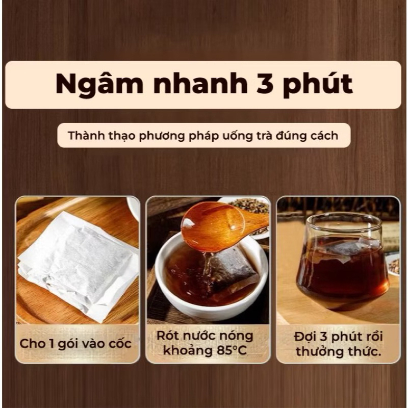 Trà đen tóc Hắc Mộc - Trà Hắc Mộc Tân Cương làm đen tóc tự nhiên, chống lão hóa kích thích mọc tóc giảm rụng bịch 30 gói