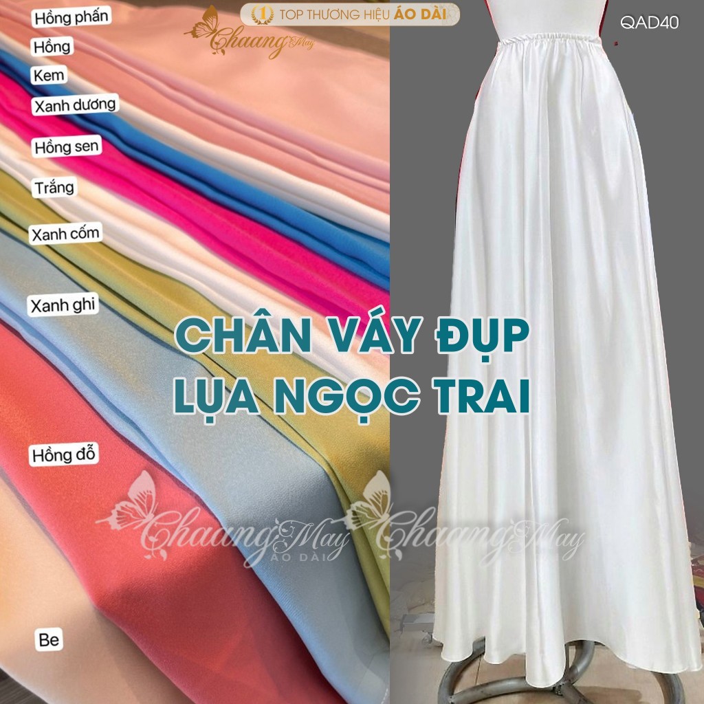 Chân váy đầm đụp mặc áo dài cách tân nữ truyền thống may sẵn lụa Ngọc Satin kiểu xòe rộng dự tiệc lế