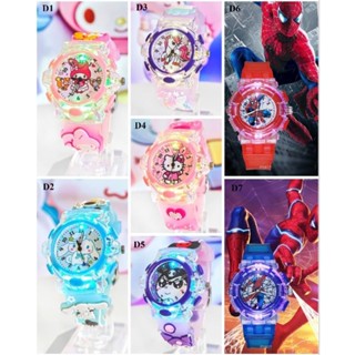 Đồng Hồ Sanrio Đeo Tay Dấy Silicon 3D Phát Sáng, Kitty, Siêu Nhân, Kuromi
