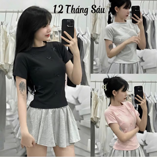 Áo thun baby tee đính nhiều nơ chất cotton co dãn phong cách Hàn Quốc mặc đi học đi chơi 126 store-MA150