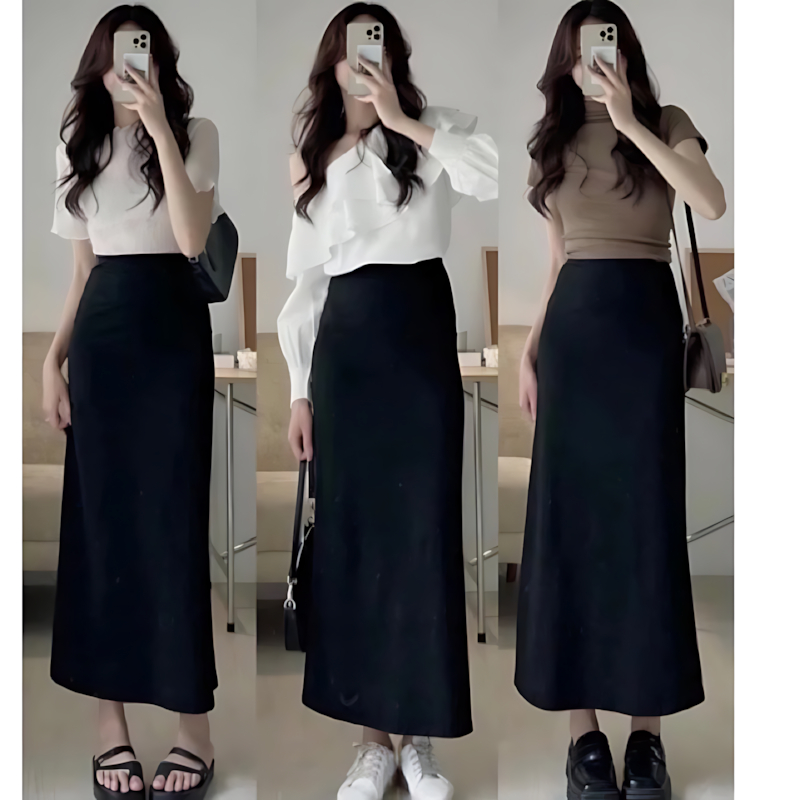 Chân Váy Dáng Dài Nữ Phom Chuẩn Tôn Dáng Lưng Cao Dễ Mix Đồ  Phong Cách Hàn Quốc