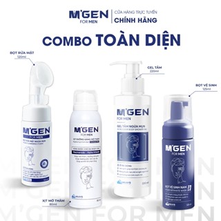 Combo CHĂM SÓC DA TOÀN DIỆN cho nam MGEN: Serum dưỡng sáng, mờ thâm, sữa rửa mặt, sữa tắm ngừa mụn, bọt vệ sinh nam