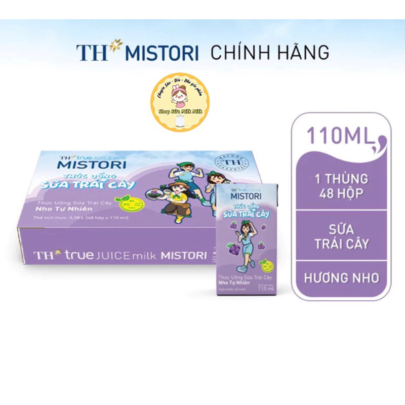 Sữa TH trái Cây Hương Nho TH true Milk Mistori 110ml[Rẻ Vô địch]