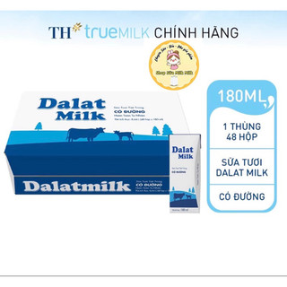  Sữa tươi có Đường đà lạt milk 180ml 48 hộp  thùng  Rẻ Vô Địch  