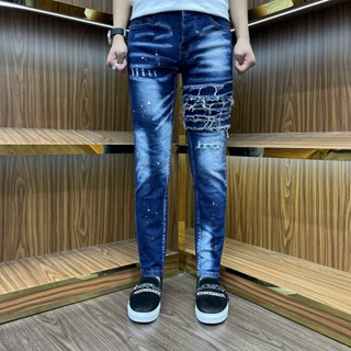  quần bò nam xanh vảy sơn khuyết tật xanh bốn cúc 