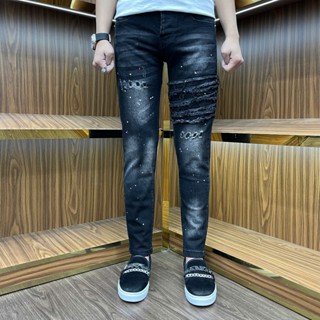 quần bò nam đen khuyết tật đen vảy sơn bốn cúc