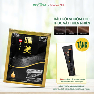 Dầu gội phủ bạc DGG Komi Việt Nam nhuộm thảo dược, dầu gội đen dưỡng tóc chắc khỏe dạng gói 25ml