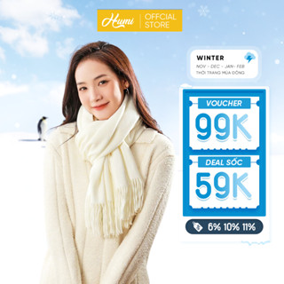 Khăn quàng cổ HUMI choàng cổ len nữ lông cừu cashmere giữ ấm mùa đông bảng to dày đa dạng màu sắc