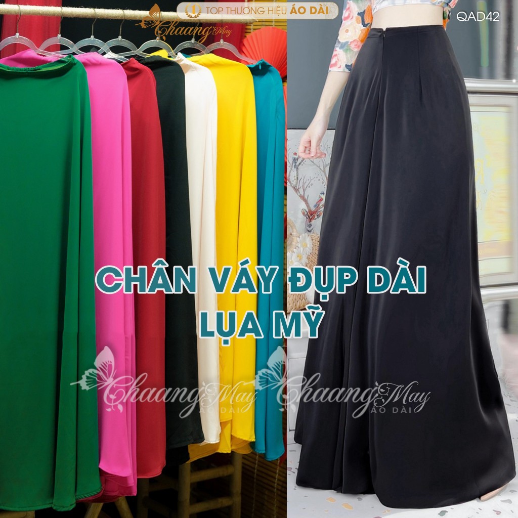 Chân váy đầm đụp mặc áo dài cách tân nữ truyền thống may sẵn vải Lụa Mỹ thay quần xòe rộng dự tiệc l