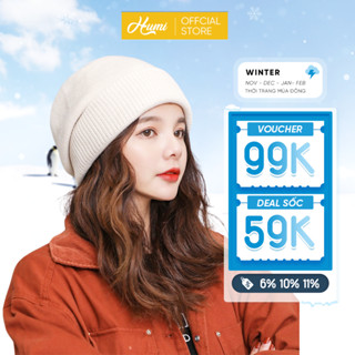 Mũ len giữ ấm mùa đông HUMI cho nam nữ chất mềm mịn màu sắc dễ thương dễ phối đồ phong cách Thu Đông