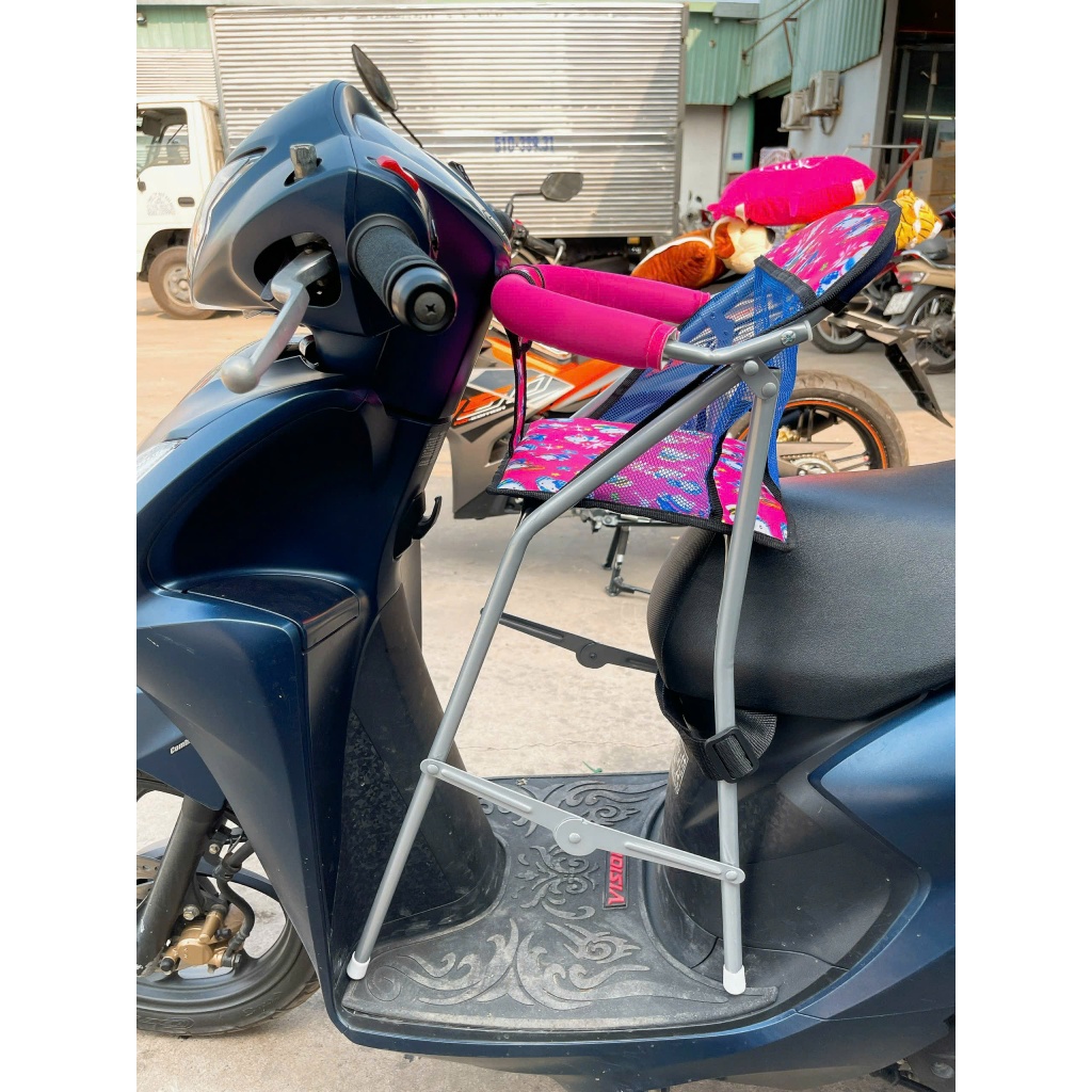 [ GA XẾP + 2 DÂY ĐAI ] Ghế ngồi xe VISION cho bé ,ghế ga xếp sắt sơn tĩnh điện gấp gọn,ghế đi xe máy