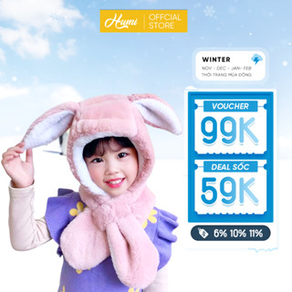 Mũ len cho bé trai gái HUMI thiết kế tai thỏ giữ ấm mùa đông chất liệu an toàn kiểu dáng dễ thương