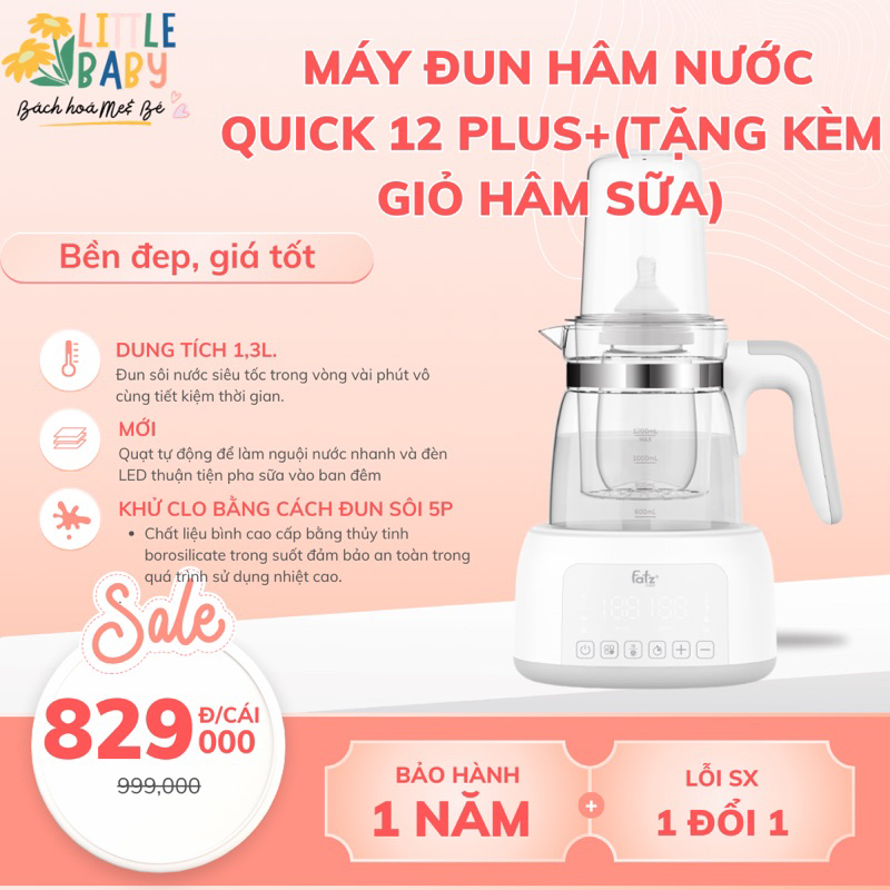 (Kèm khay hâm sưa ) Máy đun và hâm nước pha sữa điện tử Quick 12 Plus +