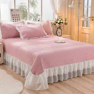 Bộ Ga Gối Cotton Đũi Phủ Bèo Đơn Sắc, Sét 3 Món Cotton Trần Bông phủ Freesize Chun Cài 4 Góc-Mvyshop