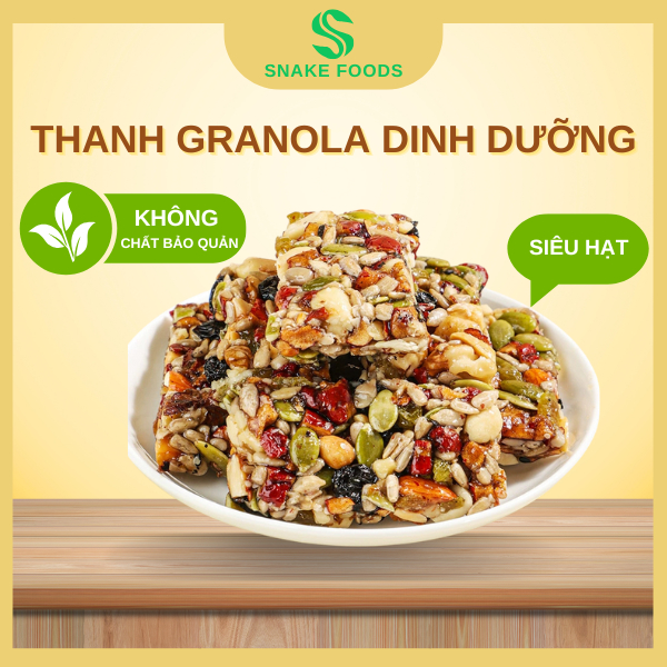 Granola Siêu Hạt Dinh Dưỡng Không Đường, Thanh Granola Cho Người Giảm Cân Healthy SNAKE FOODS