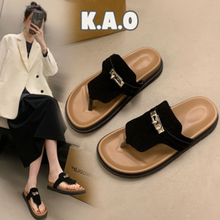 Dép xỏ ngón nữ, dép đi biển nữ xinh đế cao da lộn hot nhất y2k - Tiệm Nhà Kao