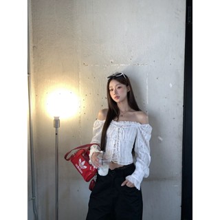 Áo kiểu nữ trễ vai dáng ôm tay dài | Áo sơ mi trễ vai phong cách Hàn Quốc, thiết kế sang trọng, hot trend [ E_A17 ]