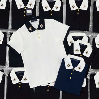 Áo polo nam nữ Eo Vì cotton gai phối cổ thêu logo hoa mix cúc vàng boy phố PL168P