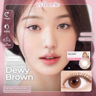 (HAPA KRISTIN) Kính áp tròng (lens) 1 ngày DEWY KRISTIN BROWN chính hãng - VF Lens