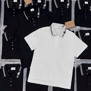 Áo polo nam nữ cổ bẻ PB cotton gai thêu chữ ngực phối cổ sọc kẻ dệt logo ngựa đơn giản basic