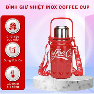  Bình Giữ Nhiệt Chân Không Coffee 1000ml Chất Liệu Inox 316 Chống Rỉ Sét Cốc Giữ Nhiệt Có Quai Đeo 